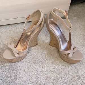 Bamboo chrome pink cork wedges